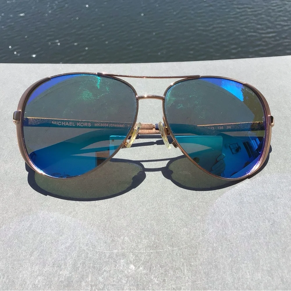 Michael Kors Chelsea Aviator Blue Mirrored Sunglasses MK 5004